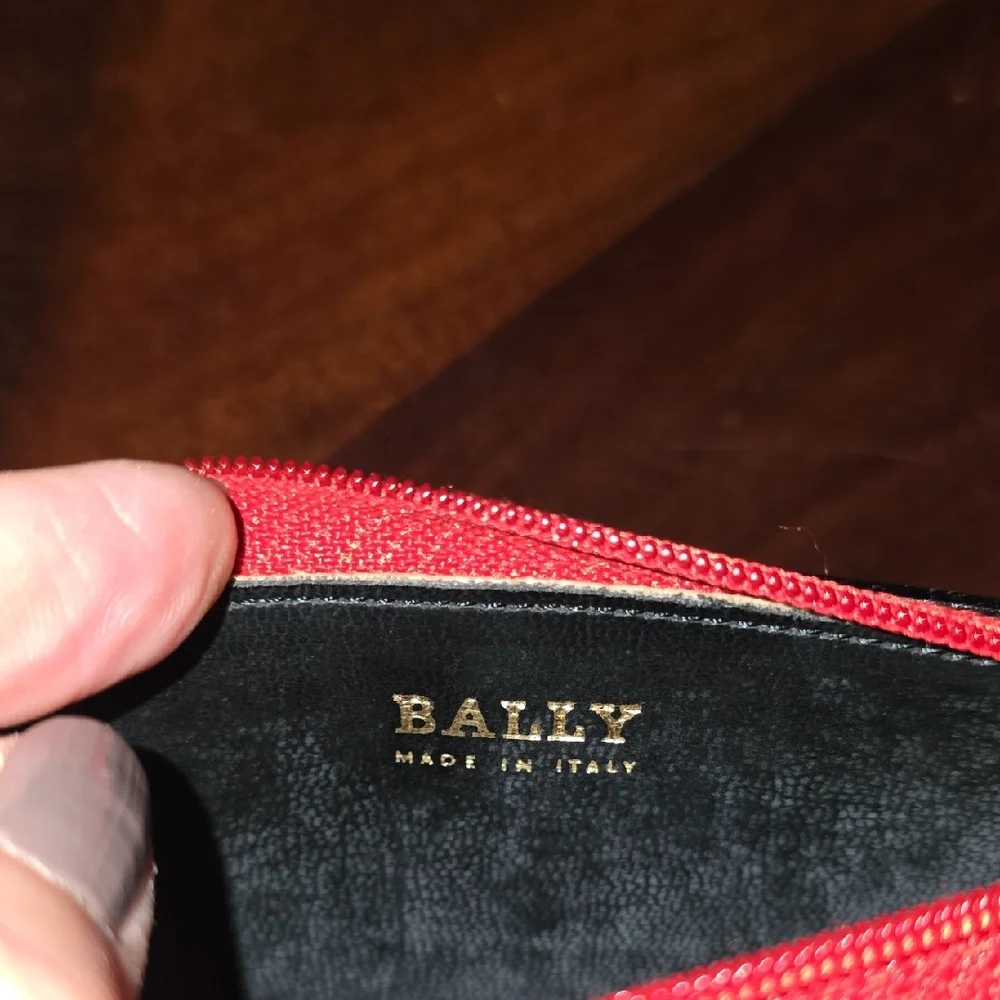 Bally Red Leather Key & Card Holder EUC
